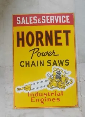 Rare Vintage Hornet Chainsaws - 1960s Heavy Porcelain Enamel Sign  • $200