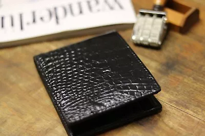 Black Genuine Alligator Leather Men Wallet Bifold Skin Exotic Animal RFID Block • $29.99