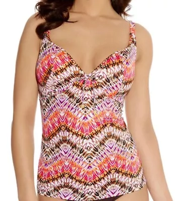 Freya Inferno Tankini Top Size 34G Non Wired Padded Bra Amber Orange 3757 New • £22.89