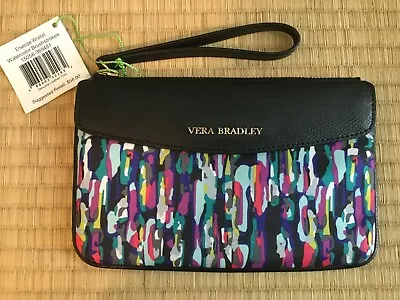 Vera Bradley Envelope Wristlet Wallet Leather Trim Watercolor Brushstrokes New • $39.95