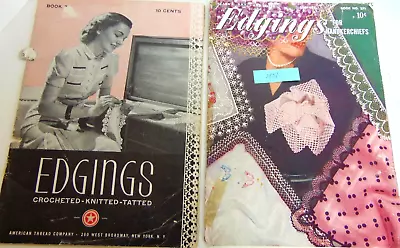 Vintage Edgings Patterns To Crochet Tat Knit Hairpin Lace- 1940 & 1951 • $14.50