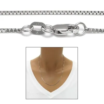 Guaranteed 14K White Gold Box Chain Necklace 0.8mm W/ Lobster Lock • $124.18