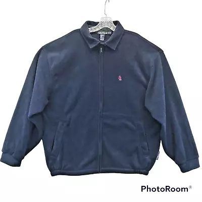 VTG NAUTICA Fleece Jacket Mens XL/TG Navy Full Zip Thick Warm USA • $22