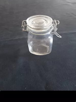Mini 4 Oz Square Glass Jar Storage Cannister Flip Lid No-Odor Gasket Seal • $11.99