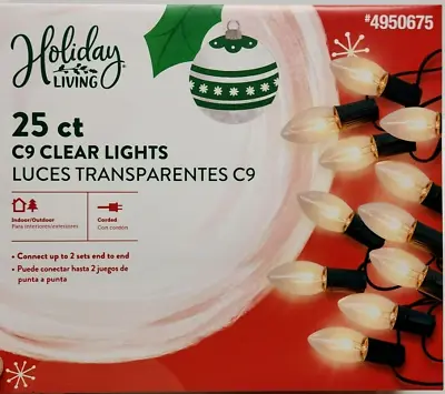 Christmas String Lights Clear White C9 Plug-In Outdoor 25-ft 25-Count • $14.13