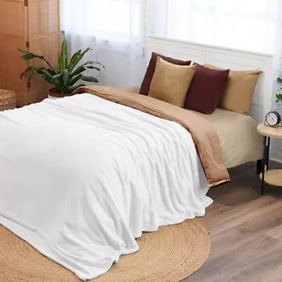  Ashford Home Cozy Warmwell Throw Blanket King King (108  X 90 ) Winter White • $36.35