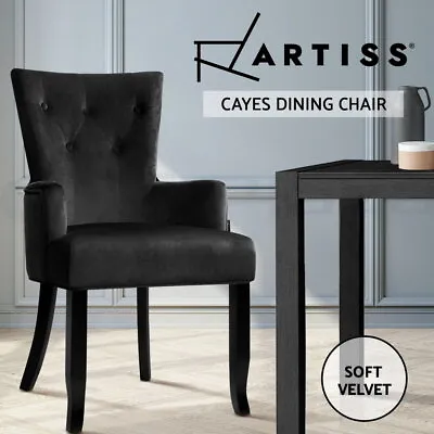 $169.95 • Buy Artiss Dining Chairs French Provincial Chair Velvet Fabric Timber Retro Black
