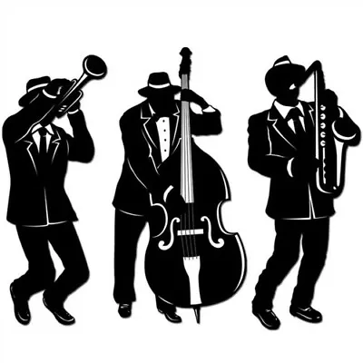 Mardi Gras 18  Jazz Trio Silhouettes Cut-Out 3 Per Pack Paper Party Decorations • $5.59