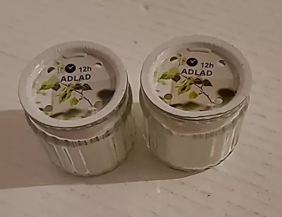 Ikea Adlad Pair Of 12 Hour Candles In Mini Glass Jars - Scandinavian Woods Scent • £3.99