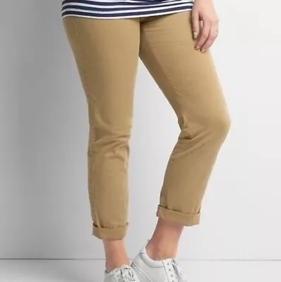 GAP ~$90 Maternity Girlfriend Cropped Chino Pants Size 6 Large Panel Khaki • $18.99