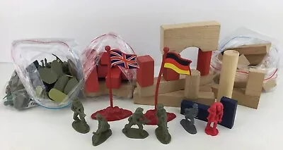 £14.99 • Buy Large Bundle, X40 Wooden Building Brick Castle, Fort & X34 Plastic Toy Soldiers.