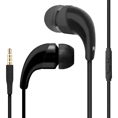 Black Universal 3.5mm Earbuds W Microphone And Playback Control Stereo Headset • $8.80