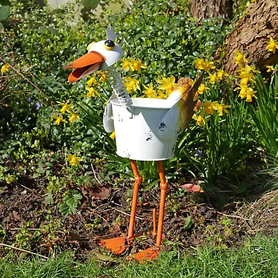 Large White Duck Sculpture Garden Ornament Planter Pot Basket Duckling Statue UK • £12.08