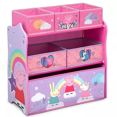 Peppa Pig Toy Storage Organizer 6-Bin Toys Box Multi-Bin Wood Frame Pink Purple • $64.02