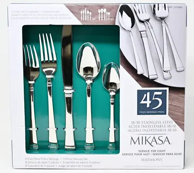 Mikasa Harmony Satin 45 Pc Flatware Set Service For 8 Dishwasher Safe Stainless • $109.99