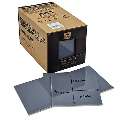 44 X Smoke Grey Ceramic Kitchen Bathroom Wall Tiles 148mm Square Metre 1m2 M² M2 • £18.99