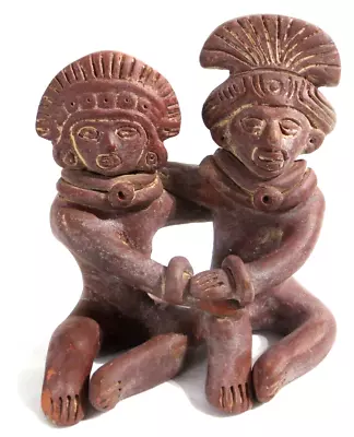 Vintage Terracotta Clay Pottery Ceramic Inca Mayan Aztec Couple Figurine Mexico • $15