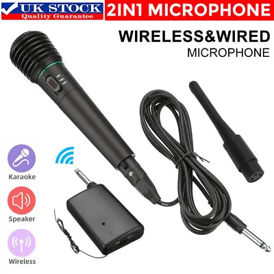 1 Set Wireless Microphone Dynamic Cordless Handheld Mic System Receiver Karaoke • £10.99