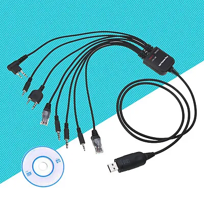 8 In 1 USB Programming Cable+Software CD For Motorola Kenwood HYT RadiocO • $11.39