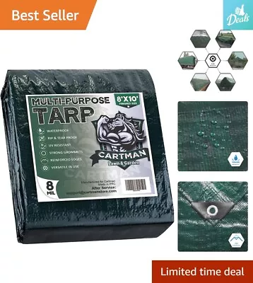 Waterproof Heavy Duty Poly Tarp 8 Mil Thick - Dustproof & Reinforced - 8x10 Feet • $16.99