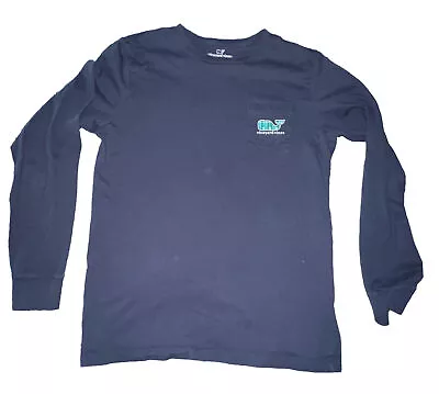 Vineyard Vines Girls Long Sleeve Blue Casual Shirt Whale Logo Size Medium(12-14) • $15.88