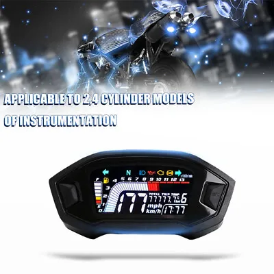 LCD Digital Backlight Motorcycle Speedometer Odometer Tachometer Gauge • $42.06