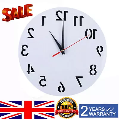 Reverse Anti Wall Clock Unusual Numbers Backwards Modern Wall Time Home • £16