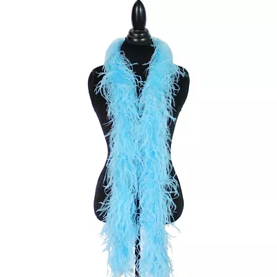 $61.95 • Buy Aqua Blue 2ply Ostrich Feather Boa Scarf Prom Halloween Costumes Dance Decor