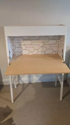 Ikea Desk Secretary With Gold Wallpaper And Integrated Notice Board • £40