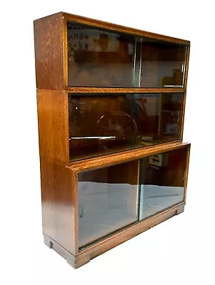 Glazed Oak Sectional Barristers Bookcase By Minty / Display Cabinet / Antique. • £314.10