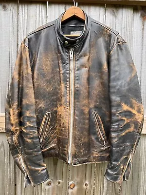 Vintage VANSON Leather Single Riders Jacket Blouson Men 48 Biker 70s 60s Boston • $450