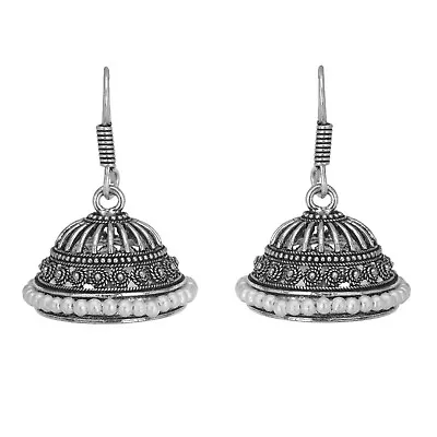Indian Oxidized Silver Plated Pearls Jhumki For Women Fashion Jewelry Earrings • $14.85