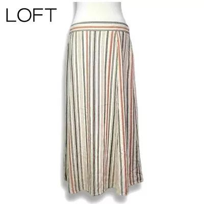LOFT Beautiful Shiny Striped Midi Skirt Side Zip - Size 10 • $33.29
