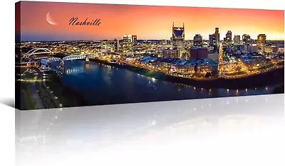 Nashville Skyline Wall Art For Living Room Cityscape Canvas Modern Home Decor Pa • $68.99