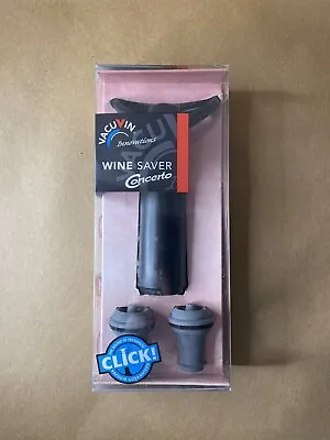 $14.99 • Buy Vacu Vin Wine Saver Vacuum Pump Set With 2 Stoppers - Black - Brand New In Box