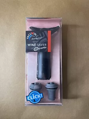 Vacu Vin Wine Saver Vacuum Pump Set With 2 Stoppers - Black - Brand New In Box • $14.99