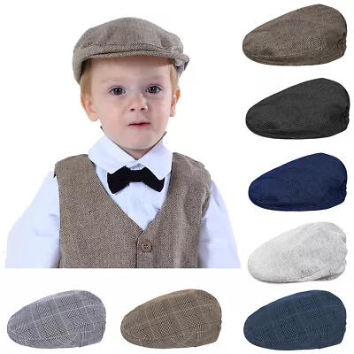 $17.59 • Buy Baby Boys Flat Hat Tweed Vintage Drivers Cap Kids Beret Hat Toddler Newsboy Hats
