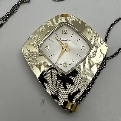 Vintage Endura Winding Pendant Watch With Chain Swiss Made Works Perfectly Mint • $17.49