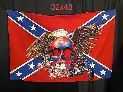 Vintage Harley Davidson Style Easy Rider Eagle Skull Biker Flag Tapestry RARE • $44.99