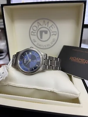 Roamer Watch Super Jubilee Stainless Steel 506933 Sapphire Glass Swiss Made Blue • $282.56