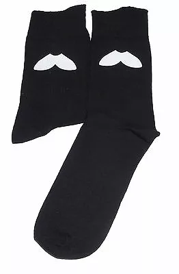 White Chevron Style Moustache On Black Socks Great Novelty Gift • $5.49