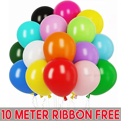 Rainbow Party Balloons 100 Pack Multicolored Latex Plain Balloon Assorted Colors • £75.95