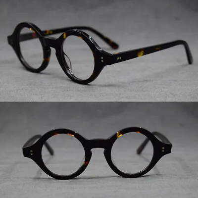 Hand Made Vintage Small 38mm Round Eyeglass Frames Acetate Unisex Optic Glasses • $23.08