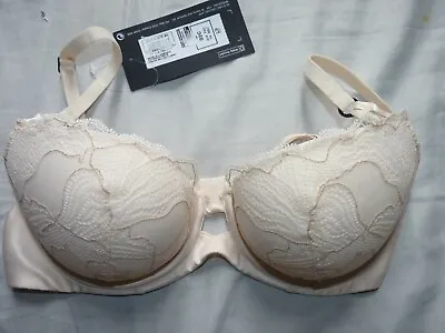 Marks And Spencer Autograph Padded Underwired Cream Lace Bra 32C • £12.99