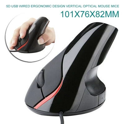 $13.94 • Buy 1pc New 5D USB Wired Ergonomic Vertical Optical Mouse Mice For Computer PC Black