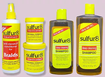 Sulfur 8 Shampoo Anti-Dandruff Conditioner Braids Spray Hair & Scalp Products • £8.95