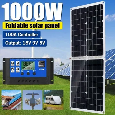£49.79 • Buy UK 1000W Solar Panel Kit Battery Charger Controller Caravan Van Boat Flexible RV
