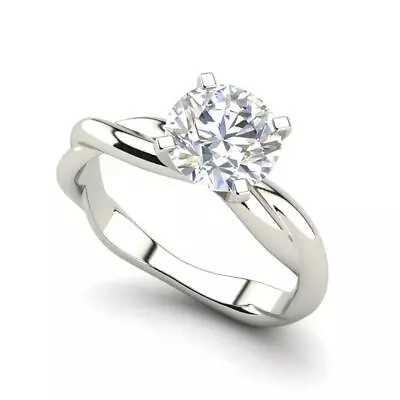 Twist Solitaire 2 Carat VS2/H Round Cut Diamond Engagement Ring Treated • $4416.50