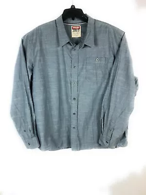 Wrangler Jeans Men's 3XL Blue Button Up Long Sleeve Cotton Casual Shirt A13 • $3.75