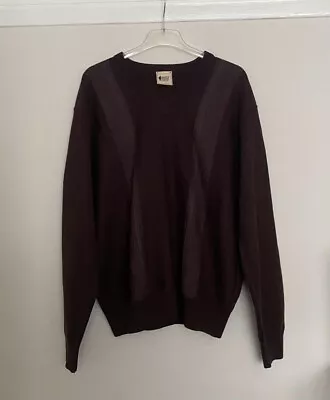 Gabicci Collezione Mens Brown V-Neck Jumper Wool/Acrylic Size Large • £7.99